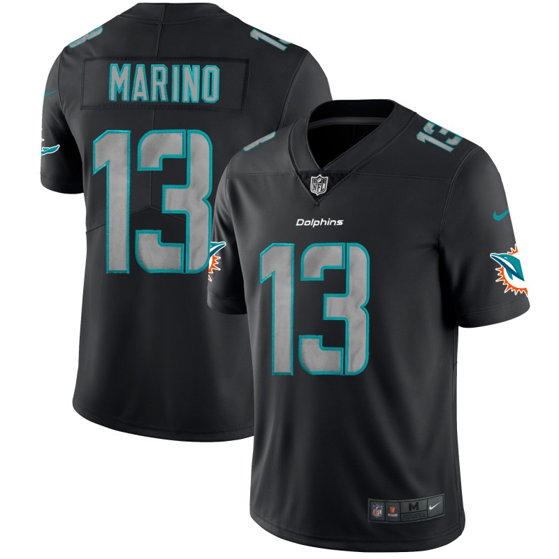 Nike Dolphins 13 Dan Marino Black Impact Rush Limited Jersey
