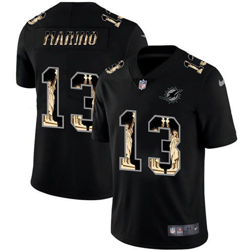 Nike Dolphins 13 Dan Marino Black Statue Of Liberty Limited Jersey