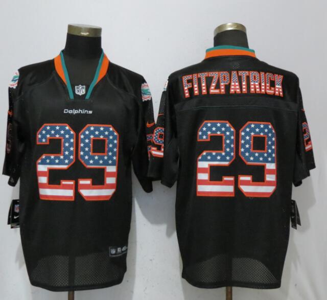Nike Dolphins 29 Minkah Fitzpatrick Black USA Flag Fashion Elite Jersey