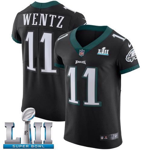 Nike Eagles #11 Carson Wentz Black Alternate Super Bowl LII Men's Stitched NFL Vapor Untouchable Elite Jersey