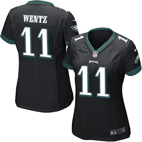 Nike Eagles #11 Carson Wentz Black Alternate Women's Stitched NFL New Limited Jersey