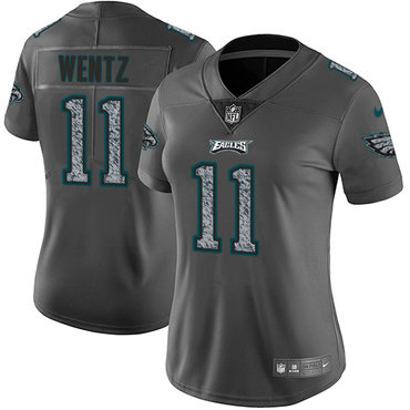 Nike Eagles #11 Carson Wentz Gray Static Women's NFL Vapor Untouchable Game Jersey