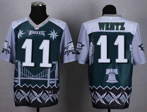 Nike Eagles #11 Carson Wentz Midnight Green Men's Stitched NFL Elite Noble Fashion Jersey