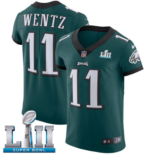 Nike Eagles #11 Carson Wentz Midnight Green Team Color Super Bowl LII Men's Stitched NFL Vapor Untouchable Elite Jersey