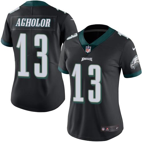 Nike Eagles #13 Nelson Agholor Black Women's Stitched NFL Limited Rush Jersey
