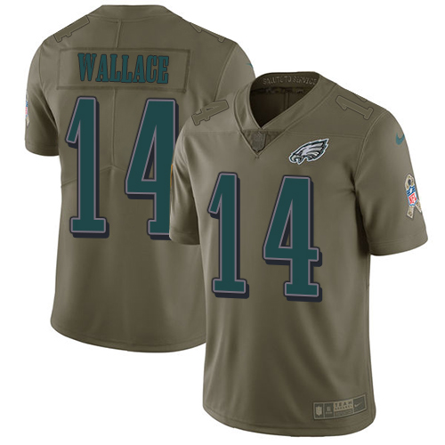 Nike Eagles #14 Mike Wallace Olive Men's Stitched NFL Limited 2017 Salute To Service Jersey