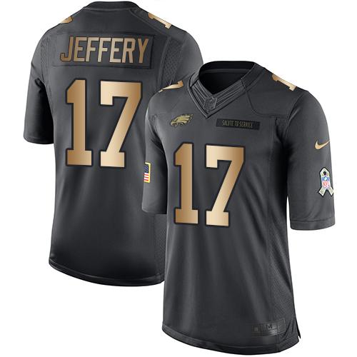 Nike Eagles #17 Alshon Jeffery Black Men's Stitched NFL Limited Gold Salute To Service Jersey
