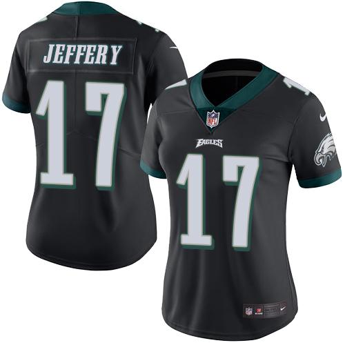 Nike Eagles #17 Alshon Jeffery Black Women's Stitched NFL Limited Rush Jersey