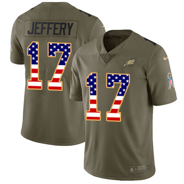 Nike Eagles #17 Alshon Jeffery Olive USA Flag Men's Stitched NFL Limited 2017 Salute To Service Jersey