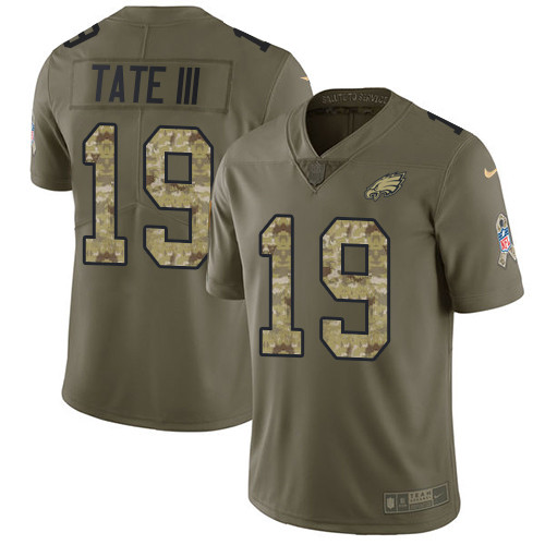 Nike Eagles #19 Golden Tate III Olive Camo Men's Stitched NFL Limited 2017 Salute To Service Jersey