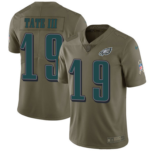 Nike Eagles #19 Golden Tate III Olive Men's Stitched NFL Limited 2017 Salute To Service Jersey