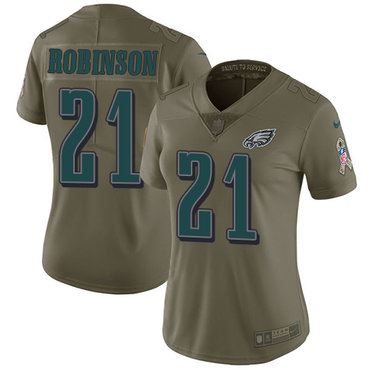 Nike Eagles #21 Patrick Robinson Olive Women's Stitched NFL Limited 2017 Salute to Service Jersey