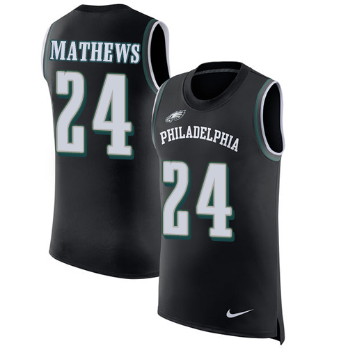 Nike Eagles #24 Ryan Mathews Black Alternate Men's Stitched NFL Limited Rush Tank Top Jersey