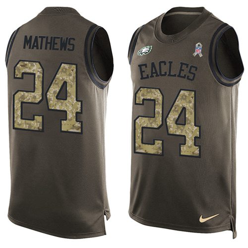 Nike Eagles #24 Ryan Mathews Green Men's Stitched NFL Limited Salute To Service Tank Top Jersey