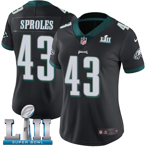 Nike Eagles #43 Darren Sproles Black Alternate Super Bowl LII Women's Stitched NFL Vapor Untouchable Limited Jersey