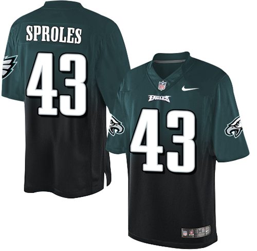 Nike Eagles #43 Darren Sproles Midnight Green Black Men's Stitched NFL Elite Fadeaway Fashion Jersey