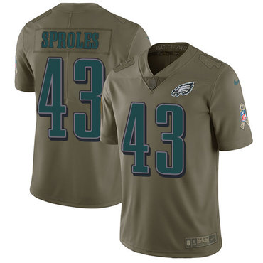 Nike Eagles #43 Darren Sproles Olive Men's Stitched NFL Limited 2017 Salute To Service Jersey