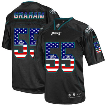 Nike Eagles #55 Brandon Graham Black Men's Stitched NFL Elite USA Flag Fashion Jersey
