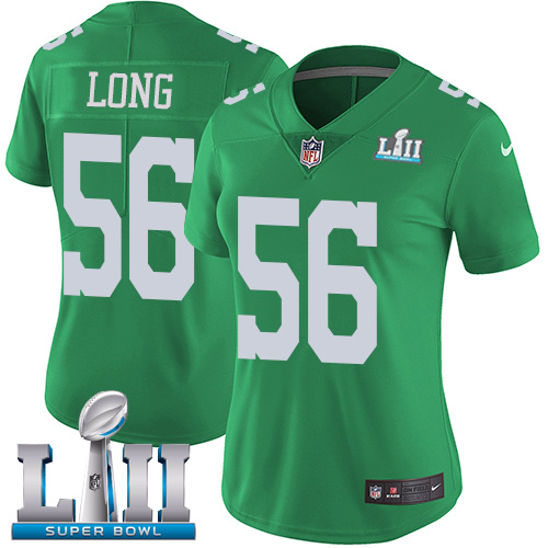 Nike Eagles #56 Chris Long Green Super Bowl LII Women's Stitched NFL Limited Rush Jersey