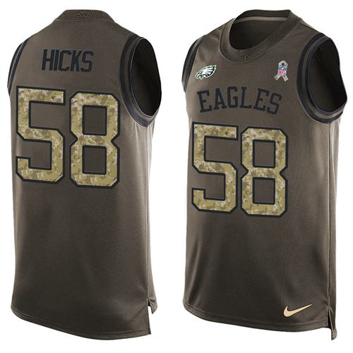 Nike Eagles #58 Jordan Hicks Green Men's Stitched NFL Limited Salute To Service Tank Top Jersey