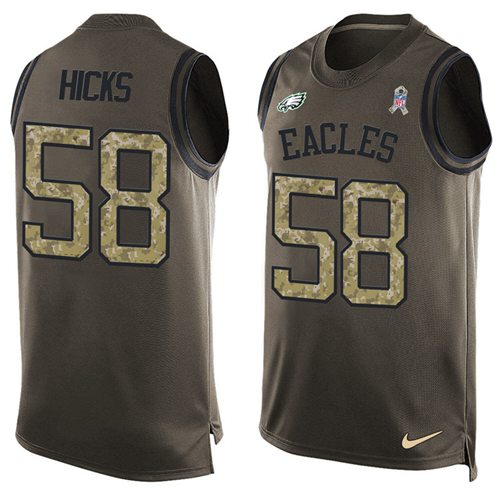 Nike Eagles #58 Jordan Hicks Green Men's Stitched NFL Limited Salute To Service Tank Top Jersey