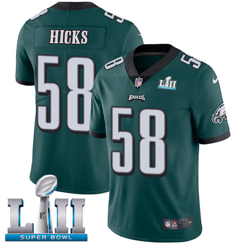 Nike Eagles #58 Jordan Hicks Midnight Green Team Color Super Bowl LII Youth Stitched NFL Vapor Untouchable Limited Jersey