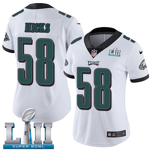 Nike Eagles #58 Jordan Hicks White Super Bowl LII Women's Stitched NFL Vapor Untouchable Limited Jersey