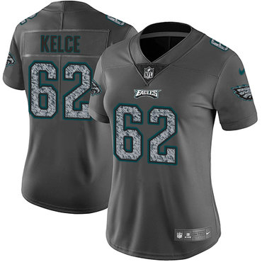 Nike Eagles #62 Jason Kelce Gray Static Women's Stitched NFL Vapor Untouchable Limited Jersey