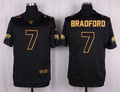 Nike Eagles #7 Sam Bradford Black Men's Stitched NFL Elite Pro Line Gold Collection Jersey