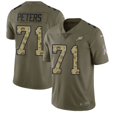 Nike Eagles #71 Jason Peters Olive Camo Youth Stitched NFL Limited 2017 Salute to Service Jersey
