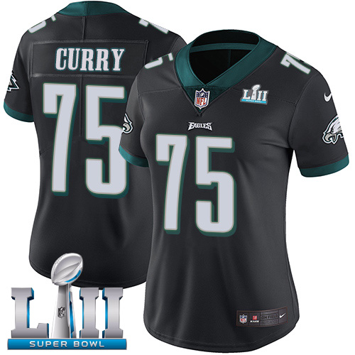 Nike Eagles #75 Vinny Curry Black Alternate Super Bowl LII Women's Stitched NFL Vapor Untouchable Limited Jersey