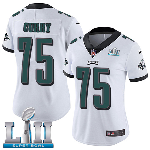 Nike Eagles #75 Vinny Curry White Super Bowl LII Women's Stitched NFL Vapor Untouchable Limited Jersey