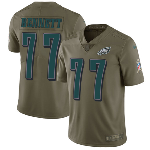 Nike Eagles #77 Michael Bennett Olive Men's Stitched NFL Limited 2017 Salute To Service Jersey