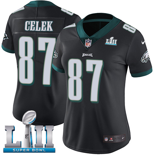 Nike Eagles #87 Brent Celek Black Alternate Super Bowl LII Women's Stitched NFL Vapor Untouchable Limited Jersey