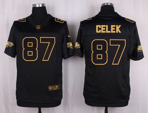 Nike Eagles #87 Brent Celek Black Men's Stitched NFL Elite Pro Line Gold Collection Jersey