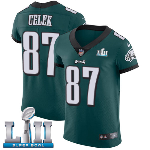Nike Eagles #87 Brent Celek Midnight Green Team Color Super Bowl LII Men's Stitched NFL Vapor Untouchable Elite Jersey