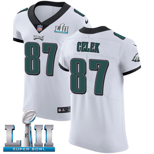 Nike Eagles #87 Brent Celek White Super Bowl LII Men's Stitched NFL Vapor Untouchable Elite Jersey