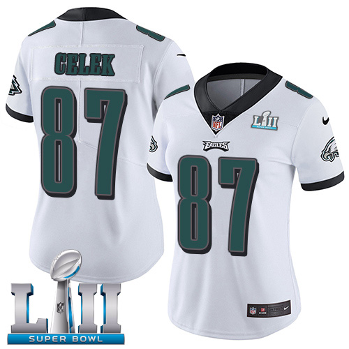 Nike Eagles #87 Brent Celek White Super Bowl LII Women's Stitched NFL Vapor Untouchable Limited Jersey