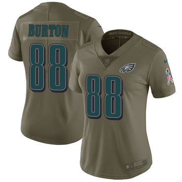 Nike Eagles #88 Trey Burton Olive Women's Stitched NFL Limited 2017 Salute to Service Jersey