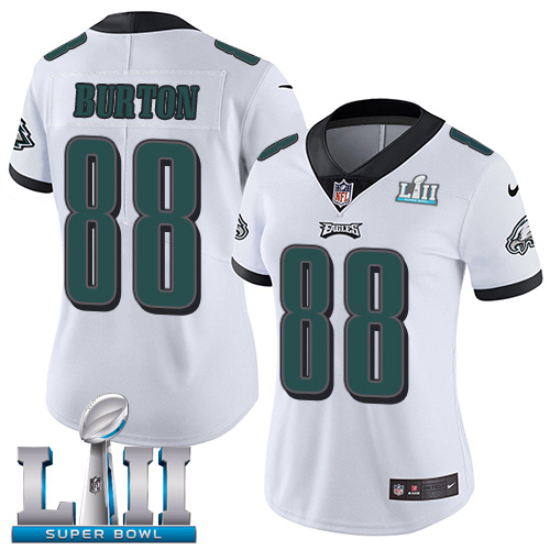 Nike Eagles #88 Trey Burton White Super Bowl LII Women's Stitched NFL Vapor Untouchable Limited Jersey
