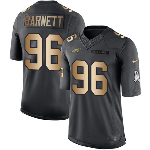 Nike Eagles #96 Derek Barnett Black Men's Stitched NFL Limited Gold Salute To Service Jersey