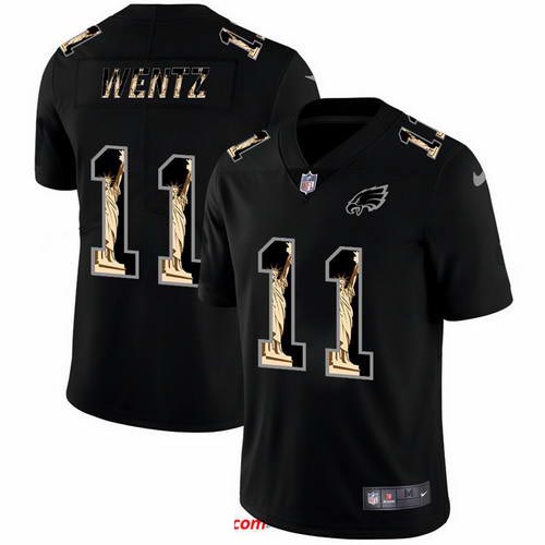 Nike Eagles 11 Carson Wentz Black Statue Of Liberty Limited Jersey
