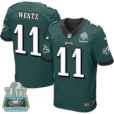 Nike Eagles 11 Carson Wentz Green 2018 Super Bowl Champions Elite Jersey