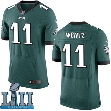 Nike Eagles 11 Carson Wentz Green 2018 Super Bowl LII Elite Jersey