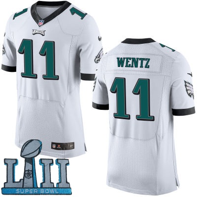 Nike Eagles 11 Carson Wentz White 2018 Super Bowl LII Elite Jersey