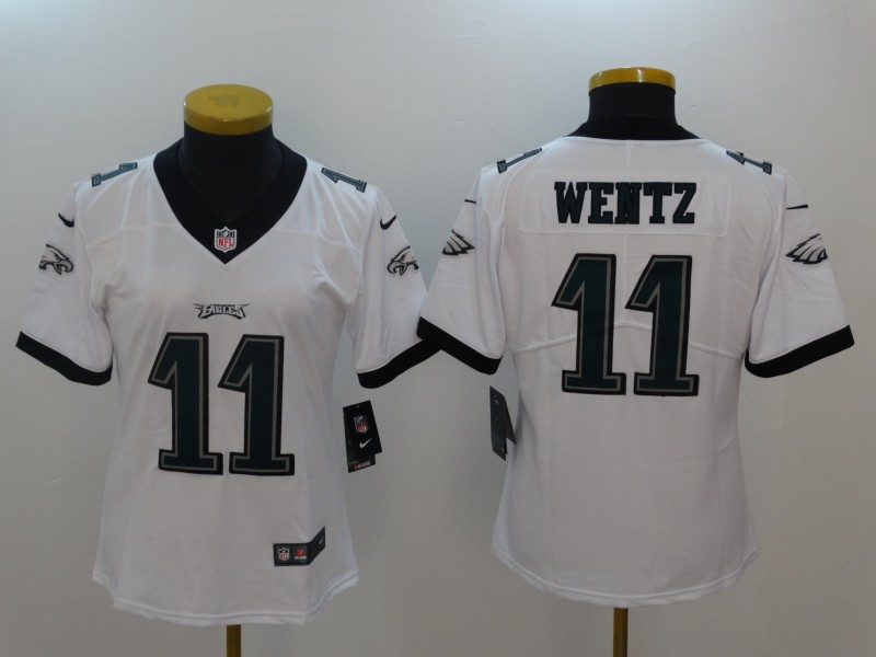 Nike Eagles 11 Carson Wentz White Women Vapor Untouchable Player Limited Jersey