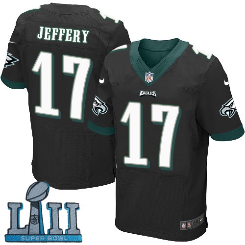 Nike Eagles 17 Alshon Jeffery Black 2018 Super Bowl LII Elite Jersey