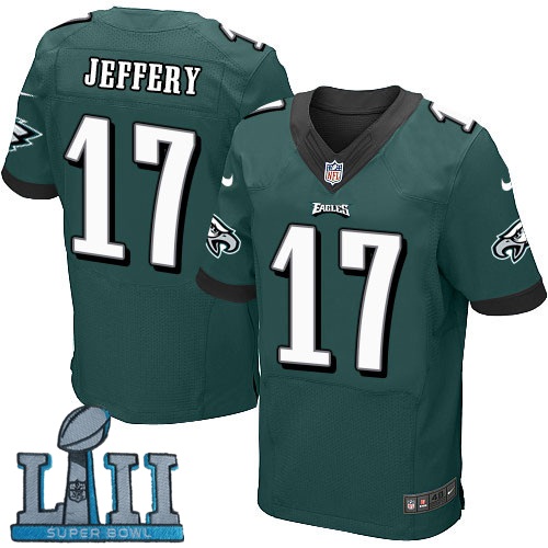 Nike Eagles 17 Alshon Jeffery Green 2018 Super Bowl LII Elite Jersey