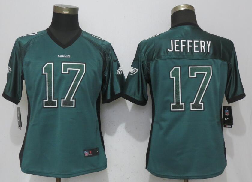 Nike Eagles 17 Alshon Jeffery Green Women Drift Fashion Jersey