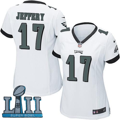Nike Eagles 17 Alshon Jeffery White Women 2018 Super Bowl LII Game Jersey
